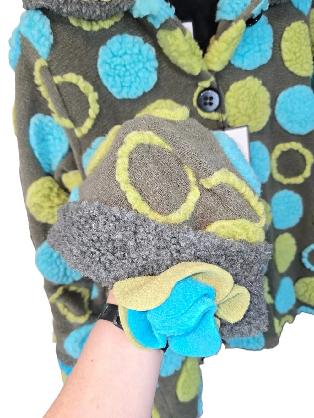 Corky & Company Girls Swing Coat NWT Polka Dot Fleece Jacket w/ Hat Size 8